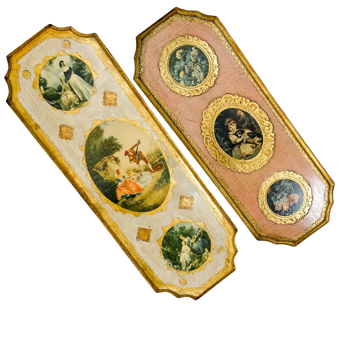 Vintage Pair of Italian Florentine Wall Hangings (11)