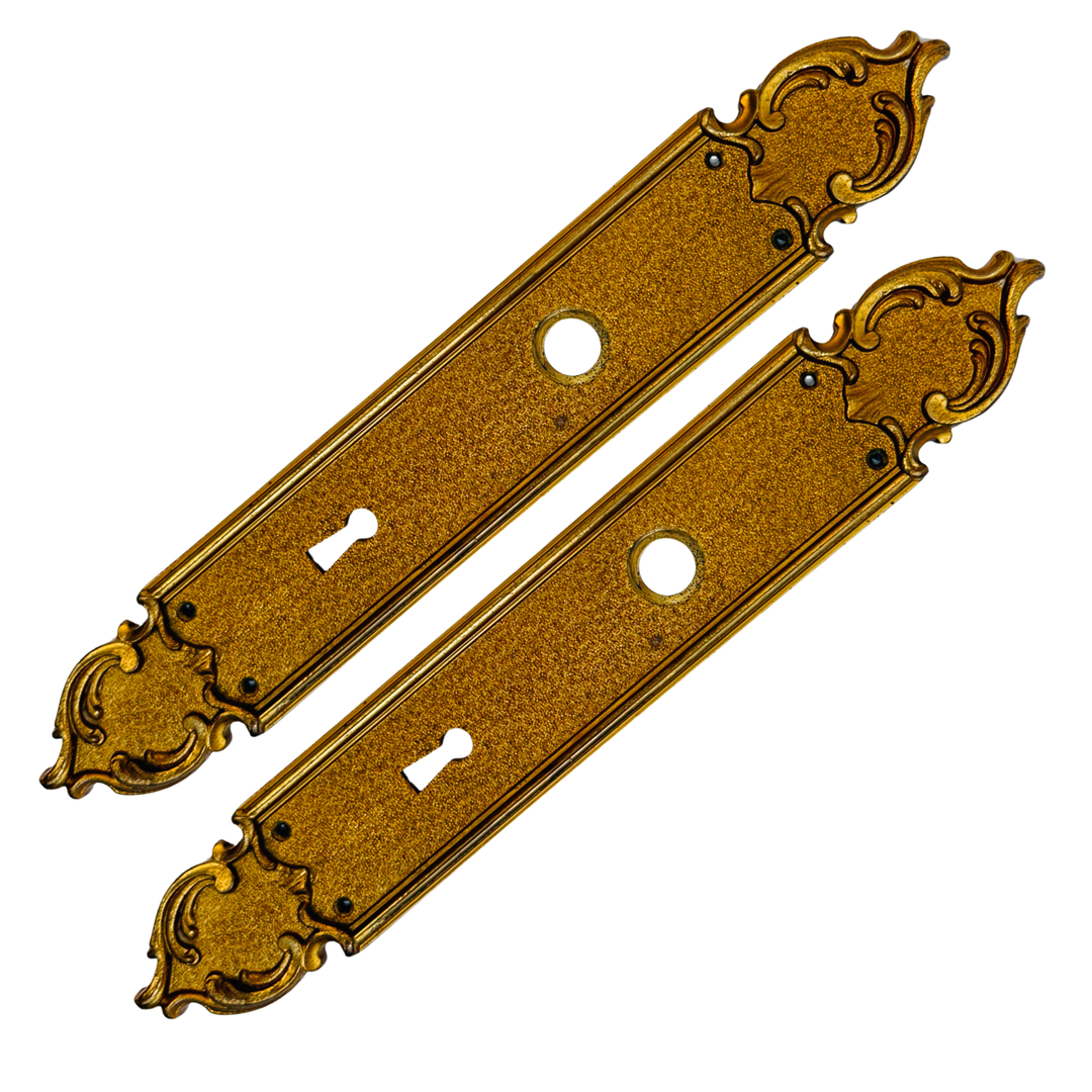 Vintage Parisian Louis XV Style Brass Door Backplates  Escutcheons