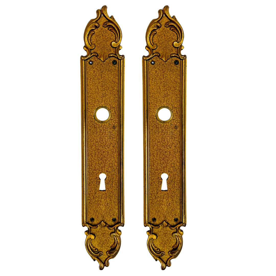Vintage Parisian Louis XV Style Brass Door Backplates  Escutcheons