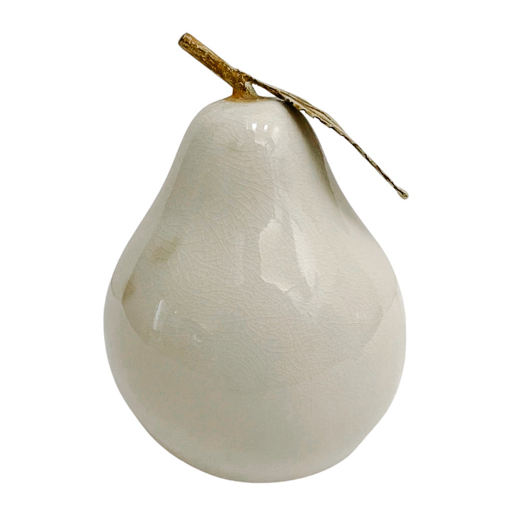 Mixed Trio Of Vintage White Ceramic Fruit With Stems
