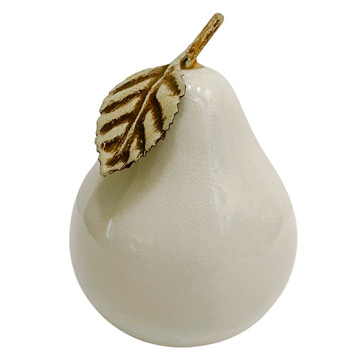 Mixed Trio Of Vintage White Ceramic Fruit With Stems