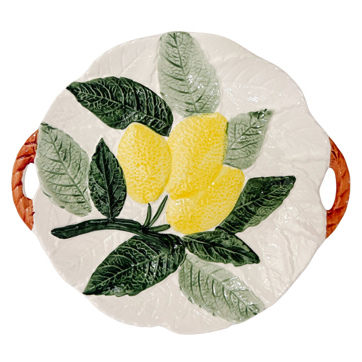 Vintage Japanese Majolica Embossed Fruit Handled Plates