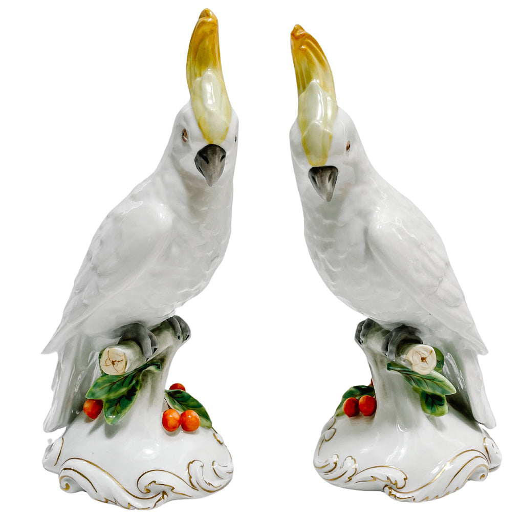 Vista Alegre Porcelain Cockatoo Parrot Figurines