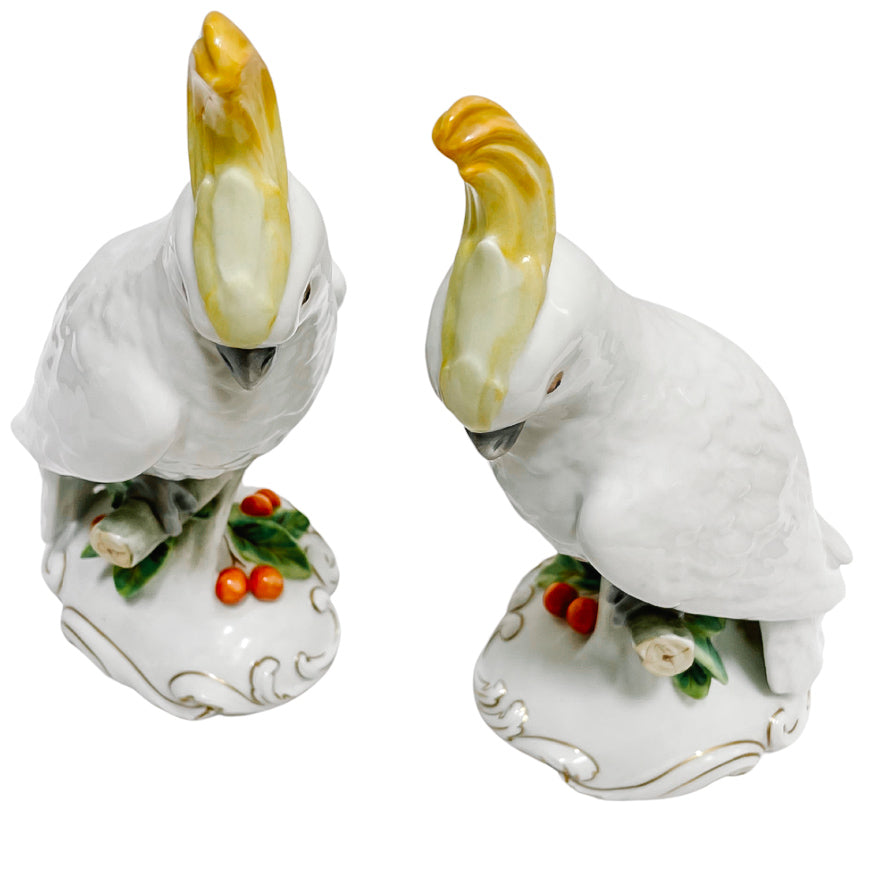 Vista Alegre Porcelain Cockatoo Parrot Figurines