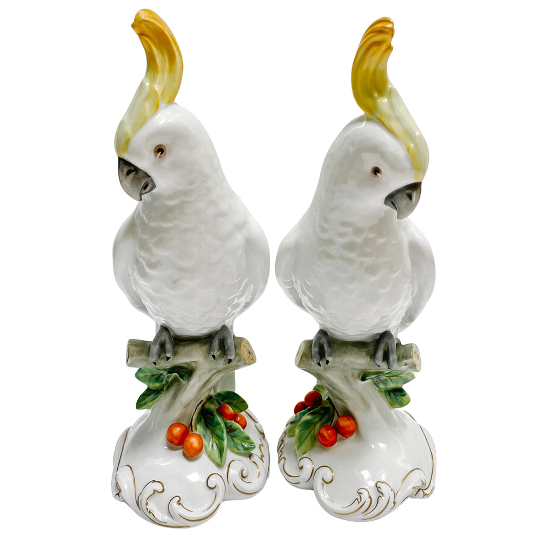 Vista Alegre Porcelain Cockatoo Parrot Figurines