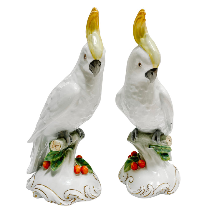 Vista Alegre Porcelain Cockatoo Parrot Figurines