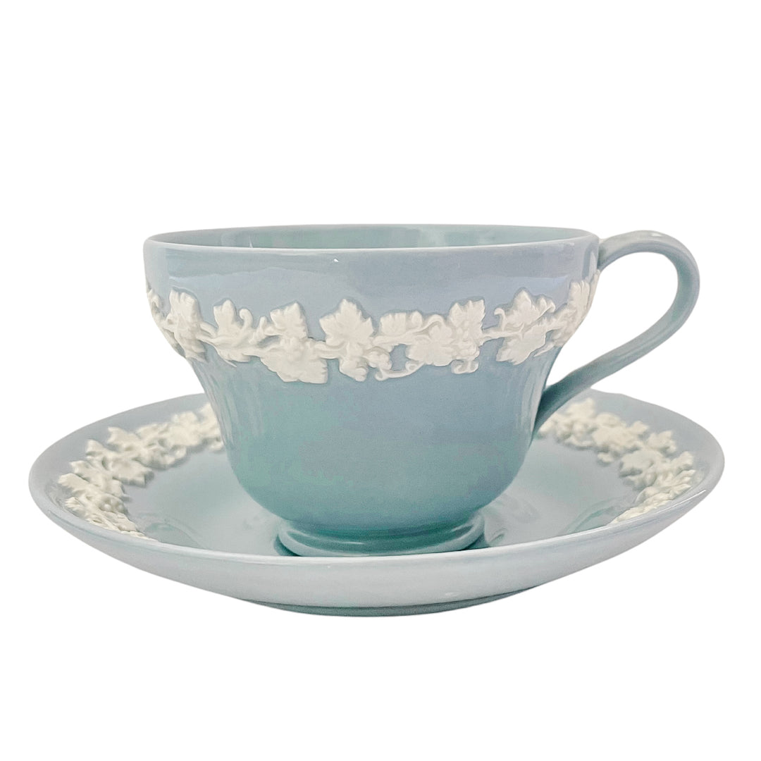 Wedgwood Cream Color on Lavender Tea Cups With Saucers