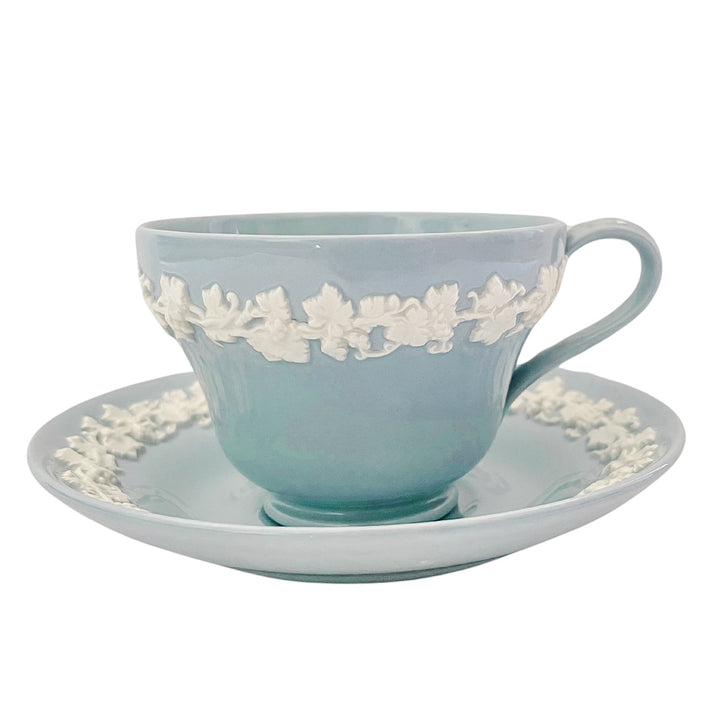 Wedgwood Cream Color on Lavender Tea Cups With Saucers