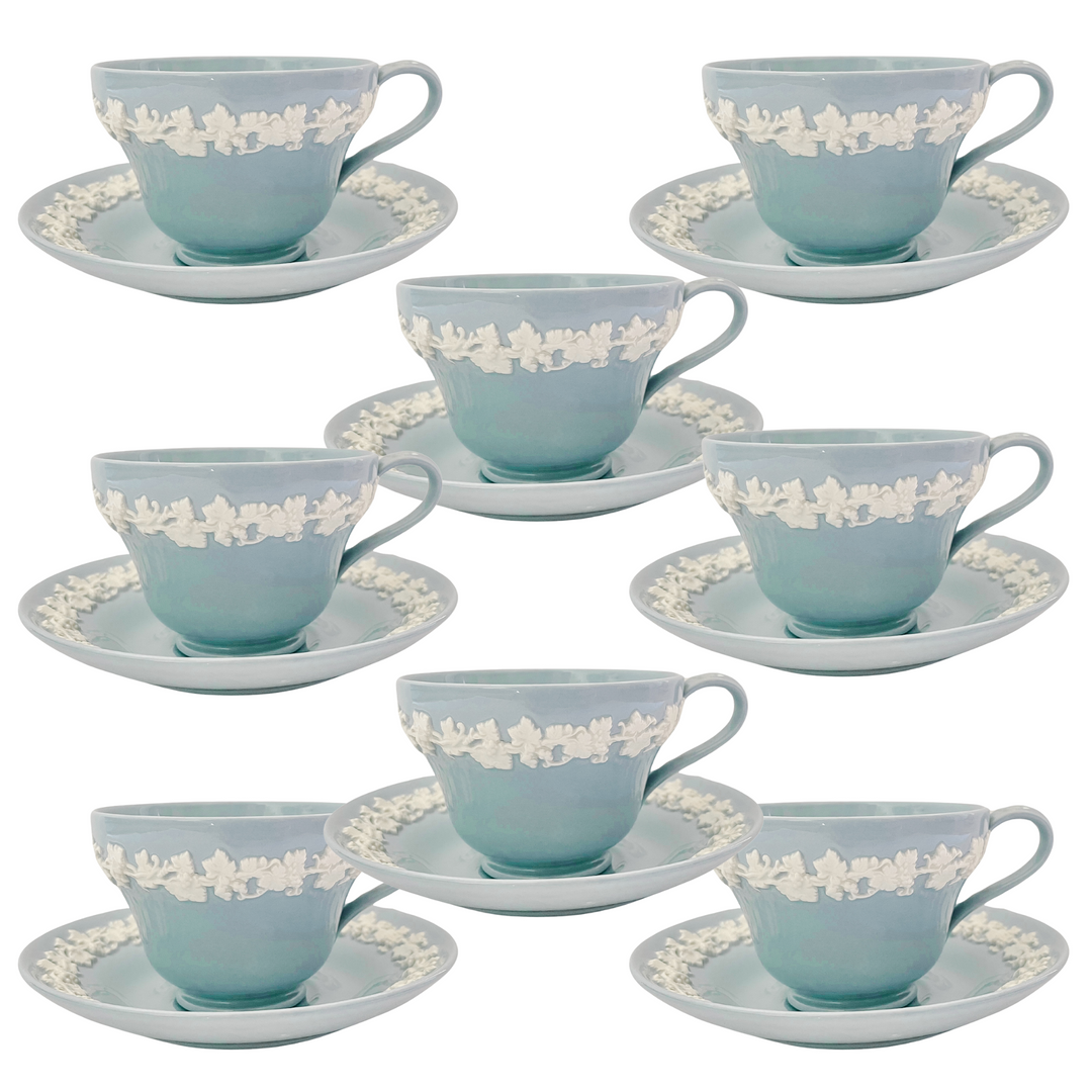 Wedgwood Cream Color on Lavender Tea Cups With Saucers