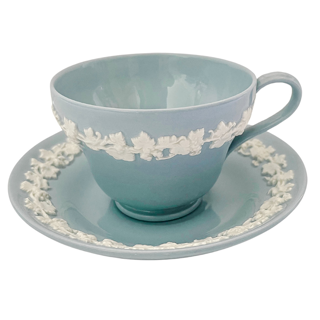 Wedgwood Cream Color on Lavender Tea Cups With Saucers
