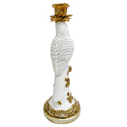 White & Gold Parrot Candlesticks Pair