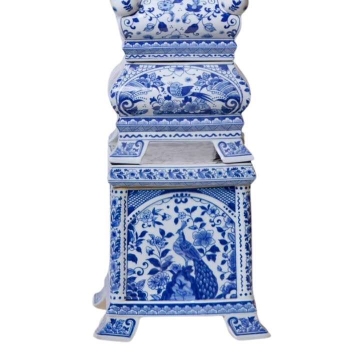 X-Large Blue & White Multi-Tier Delft Style Tulipiere Tower Vase