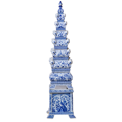 X-Large Blue & White Multi-Tier Delft Style Tulipiere Tower Vase