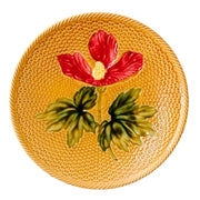 Antique German Majolica Basketweave Hibiscus Plates