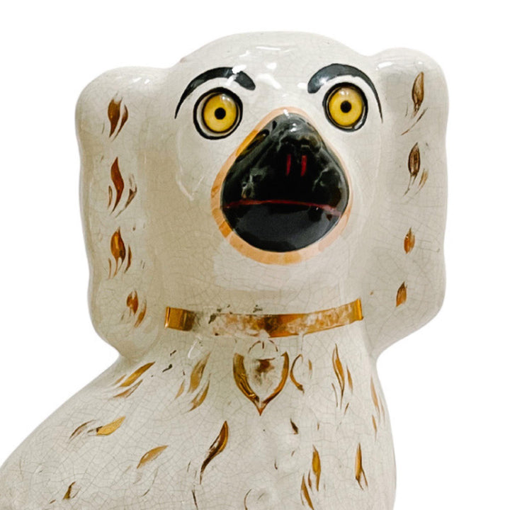 Antique Staffordshire Spaniel Dogs With Glass Eyes