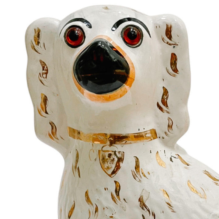 Antique Staffordshire Spaniel Dogs With Glass Eyes