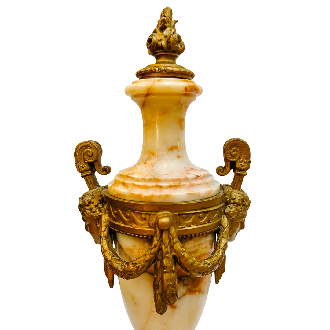 Pair of 19th Century French Louis XVI Style Marble and Gilt Bronze Cassolettes