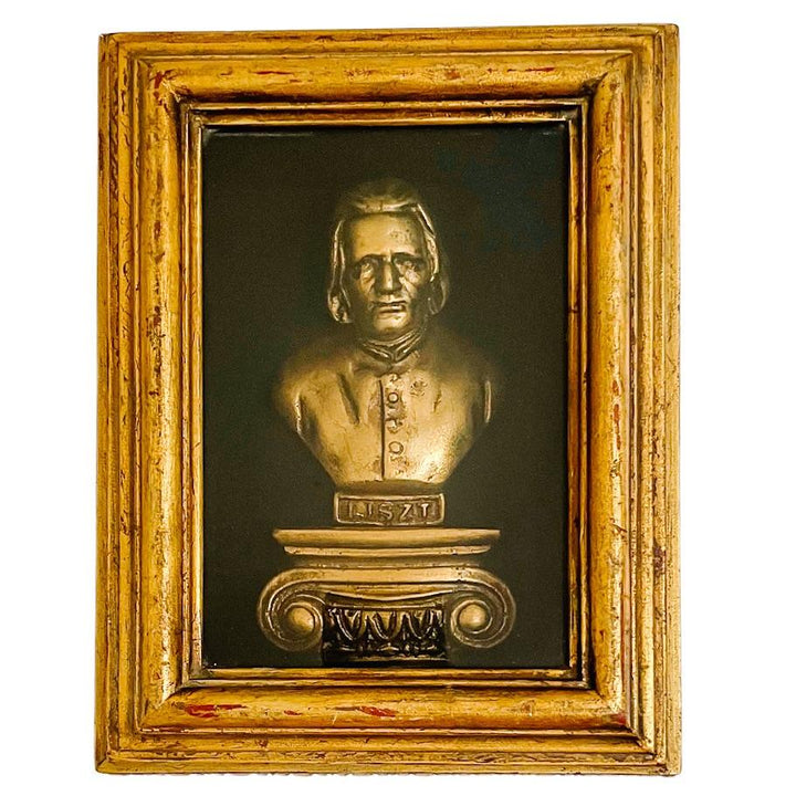 Beethoven & Liszt Busts Lacquered Giltwood Composer Shadow Boxes