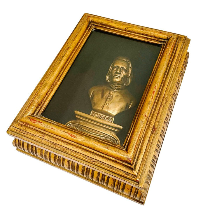 Beethoven & Liszt Busts Lacquered Giltwood Composer Shadow Boxes