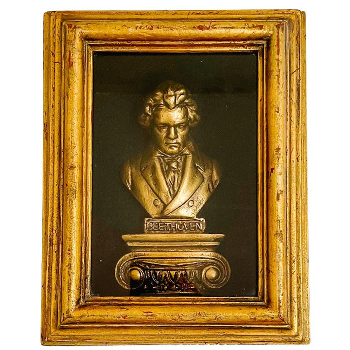 Beethoven & Liszt Busts Lacquered Giltwood Composer Shadow Boxes