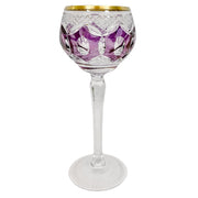 Bohemian Colored Cut Crystal Wine Hock Stem Glasses