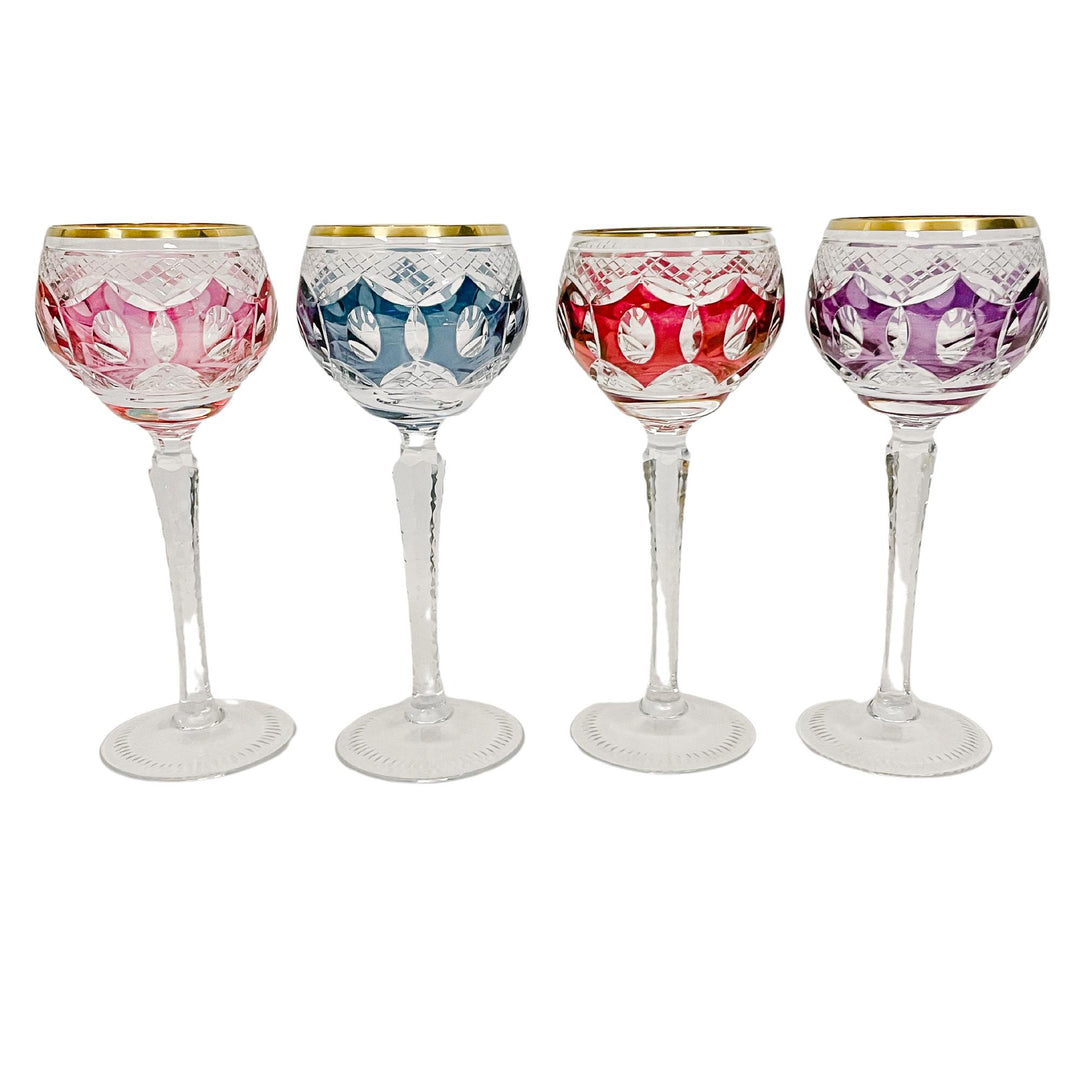 Bohemian Crystal Cut-to-Clear Hock Wine store Glasses (4)