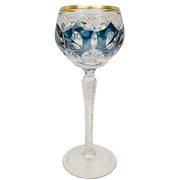 Bohemian Colored Cut Crystal Wine Hock Stem Glasses