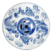 Chinese Blue & White Garden Stool With Dragon & Phoenix