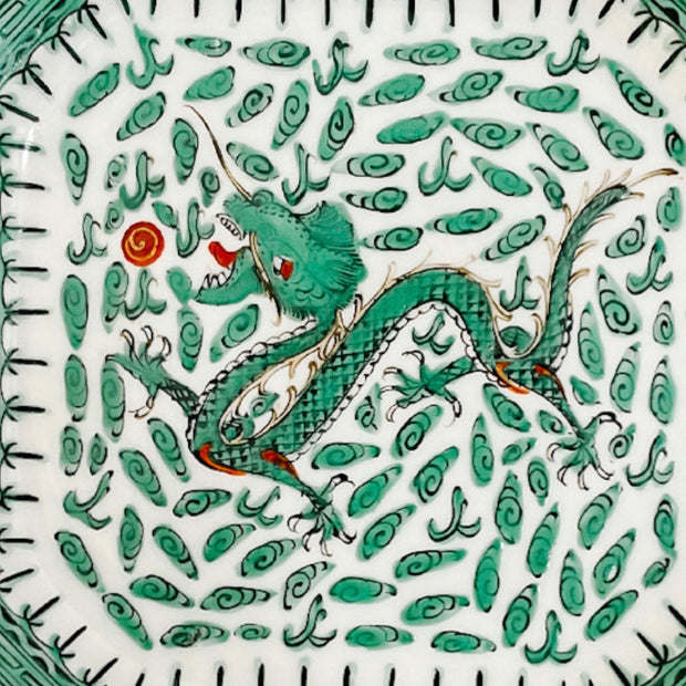 Chinese Famille Verte Octagonal Dragon Plate