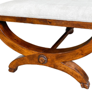 Chippendale Mahogany Upholstered Curule Bench With Paw Feet