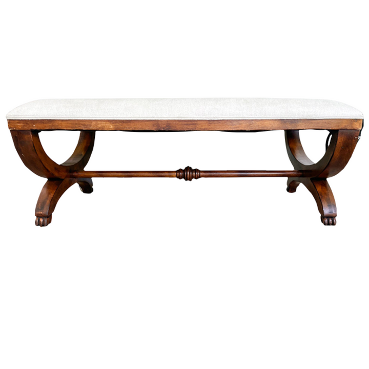 chippendale-mahogany-upholstered-curule-bench-with-paw-feet-3796