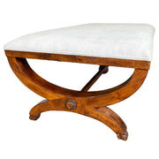 Chippendale Mahogany Upholstered Curule Bench With Paw Feet