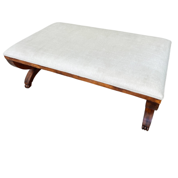 Chippendale Mahogany Upholstered Curule Bench With Paw Feet