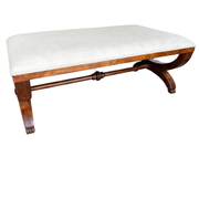 Chippendale Mahogany Upholstered Curule Bench With Paw Feet