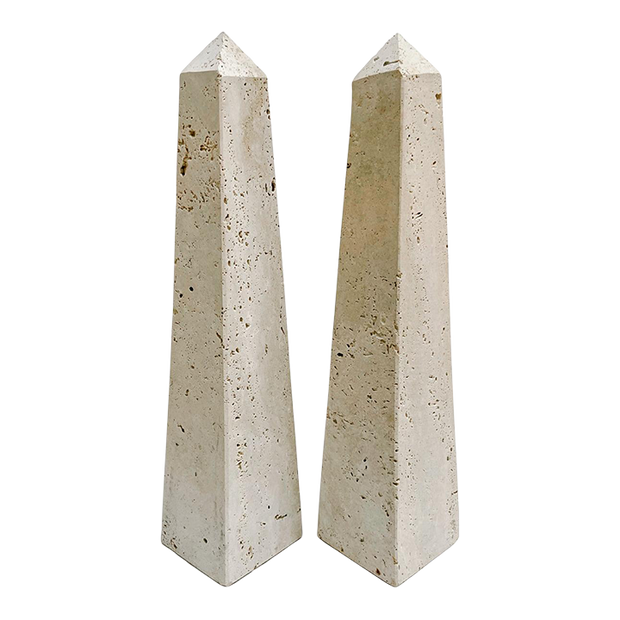 Large Contemporary Natural Travertine Stone Obelisks