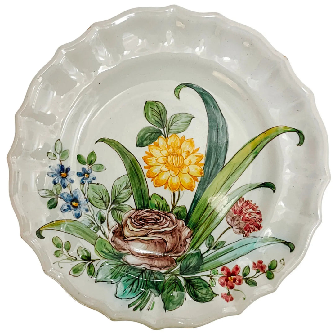 Cantagalli Italian Renaissance Majolica Hand-Painted Floral Plates