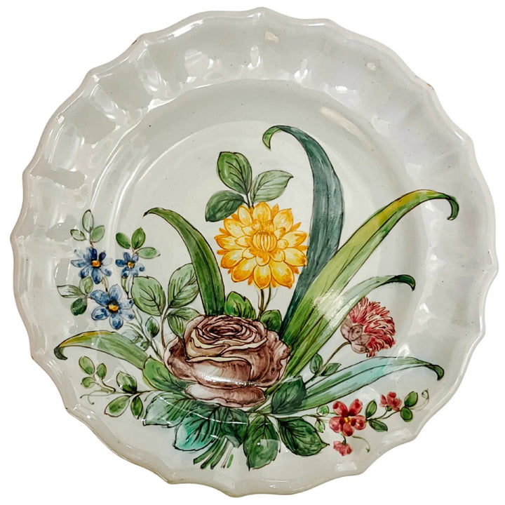 Cantagalli Italian Renaissance Majolica Hand-Painted Floral Plates