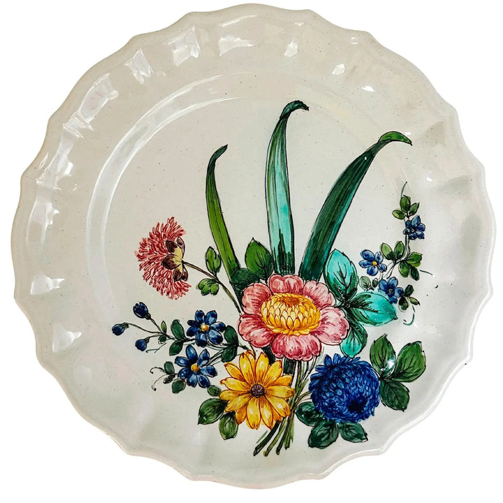 Early 20th Century Cantagalli Italian Renaissance Majolica Hand-Painted Floral Plates 9.75"