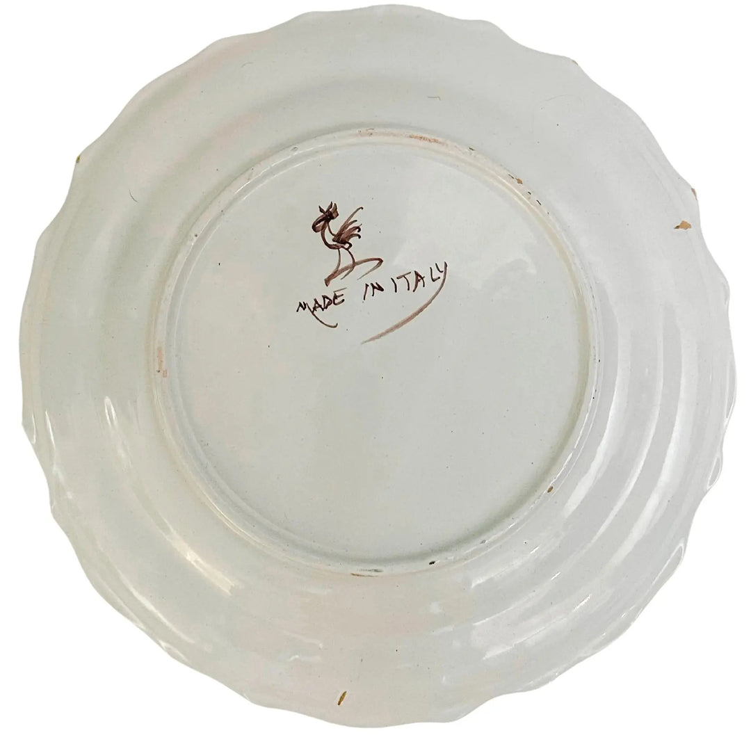 Early 20th Century Cantagalli Italian Renaissance Majolica Hand-Painted Floral Plates 9.75"