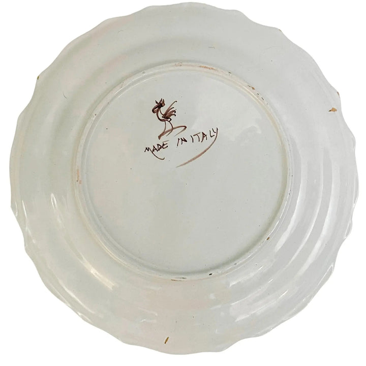 Early 20th Century Cantagalli Italian Renaissance Majolica Hand-Painted Floral Plates 9.75"