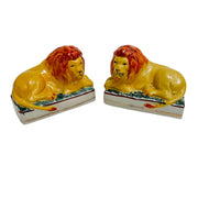 Antique English Staffordshire Recumbent Lions