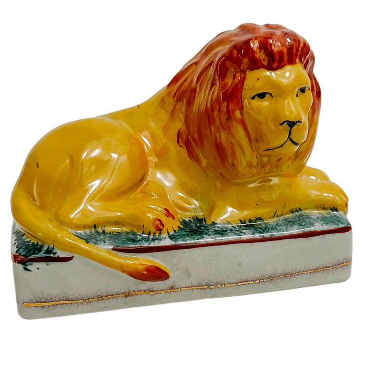 Antique English Staffordshire Recumbent Lions