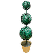 Mid-Century Italian Green Tole Three Ball Potted Topiaries, a Pair