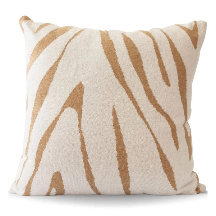 Beige Zebra Cotton Knit Pillow Cover 18" x 18"