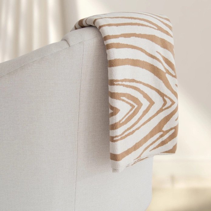 Beige Zebra Cotton Knit Throw Blanket