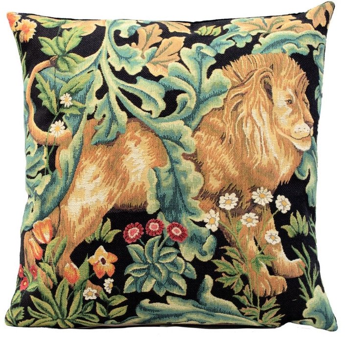 European Tapestry Forest Lion Pillow Cover