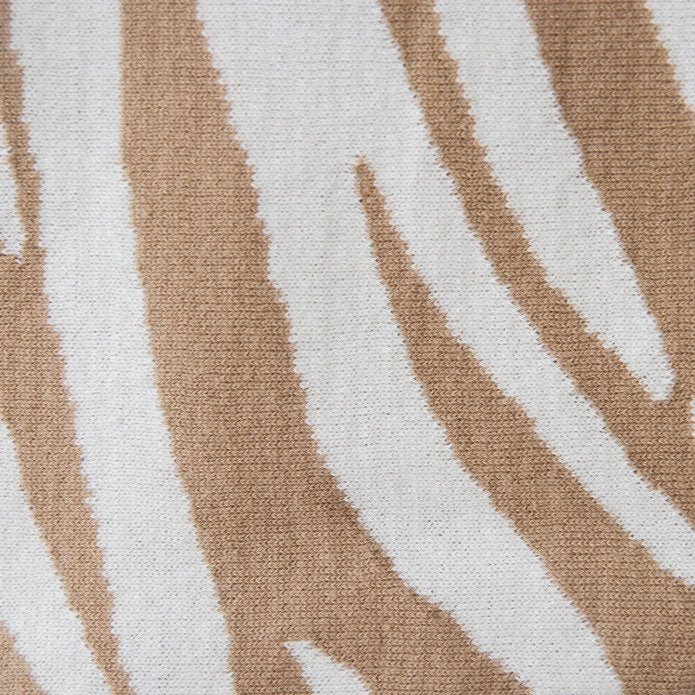 Beige Zebra Cotton Knit Pillow Cover 18" x 18"