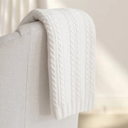 White Cable Knit Cotton Throw Blanket