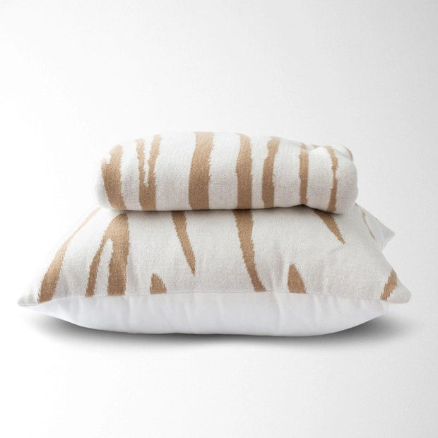 Beige Zebra Cotton Knit Pillow Cover 18" x 18"