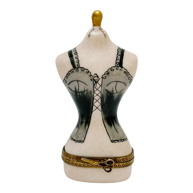 French Limoges Porcelain Couture Mannequin Trinket Box